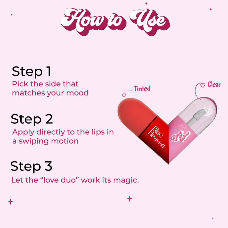 Blue Heaven Love Duo 2-in-1 Clear & Tinted Lip Gloss | Simp - Clear + Mauve