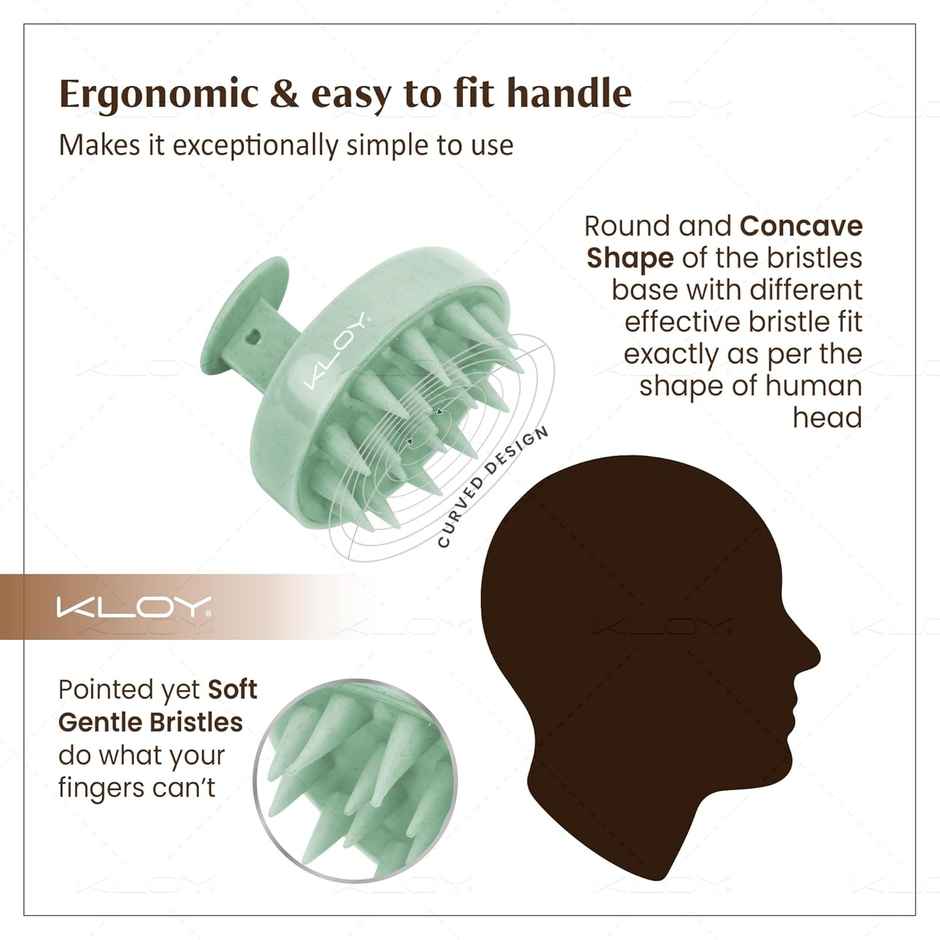 Kloy Round Hair Scalp Massager Shampoo Brush | Super Soft Bristles | Anti Dandruff | Light Green