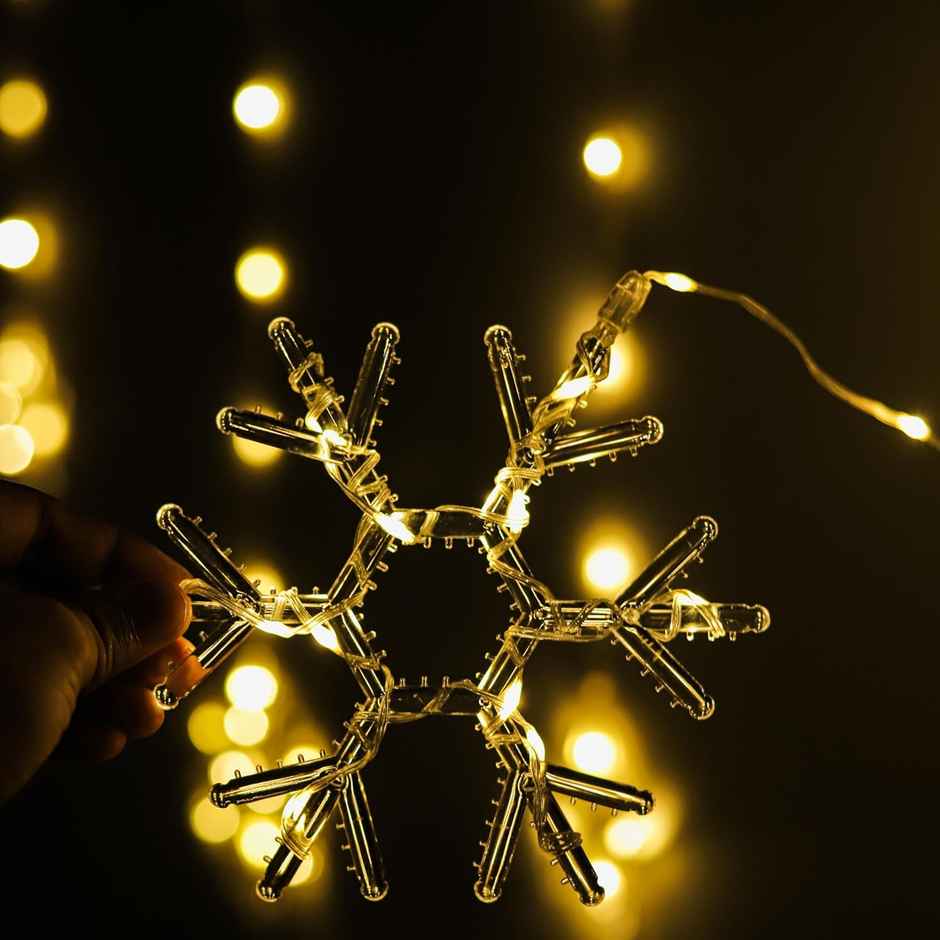 Lexton Decorative Curtain SMD LED Light | 5 Star & 5 Snowflake|8 Flickering Mode Pack-1 WarmWhite