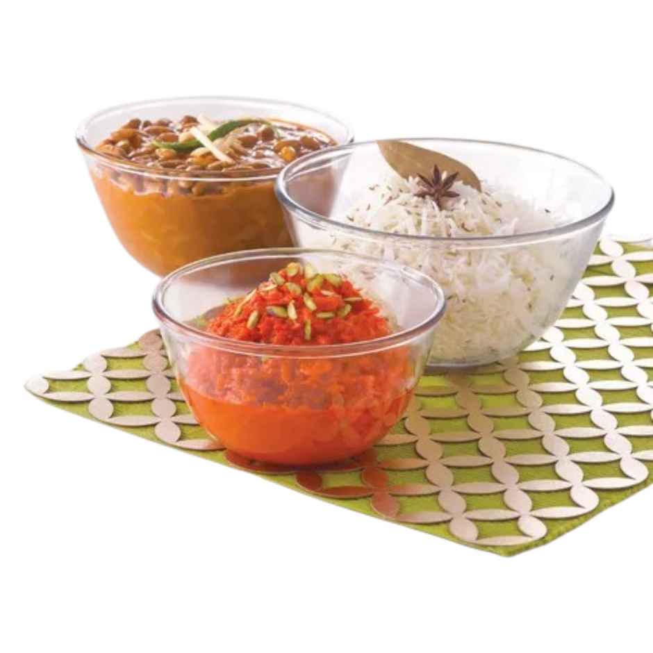 Borosil Mixing Bowl Set (500 ml + 900 ml + 1.3 L)