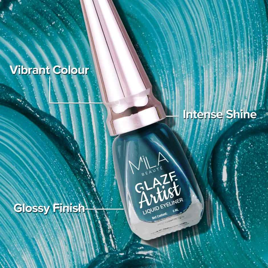 Mila Beaute Glaze Artist Liquid Eyeliner Waterproof & Smudge Proof Infinite - Blue
