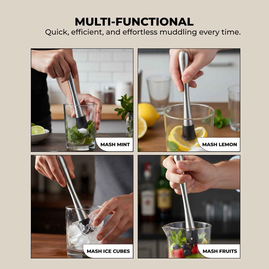 Perch Stainless Steel Cocktail Muddler Drink Mixing Tool