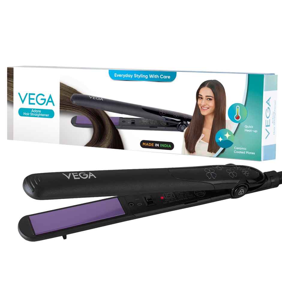 Vega Adore Hair Straightener for Women with Ceramic Plates & Fast Heat, 1 Year Warranty, (VHSH-18)