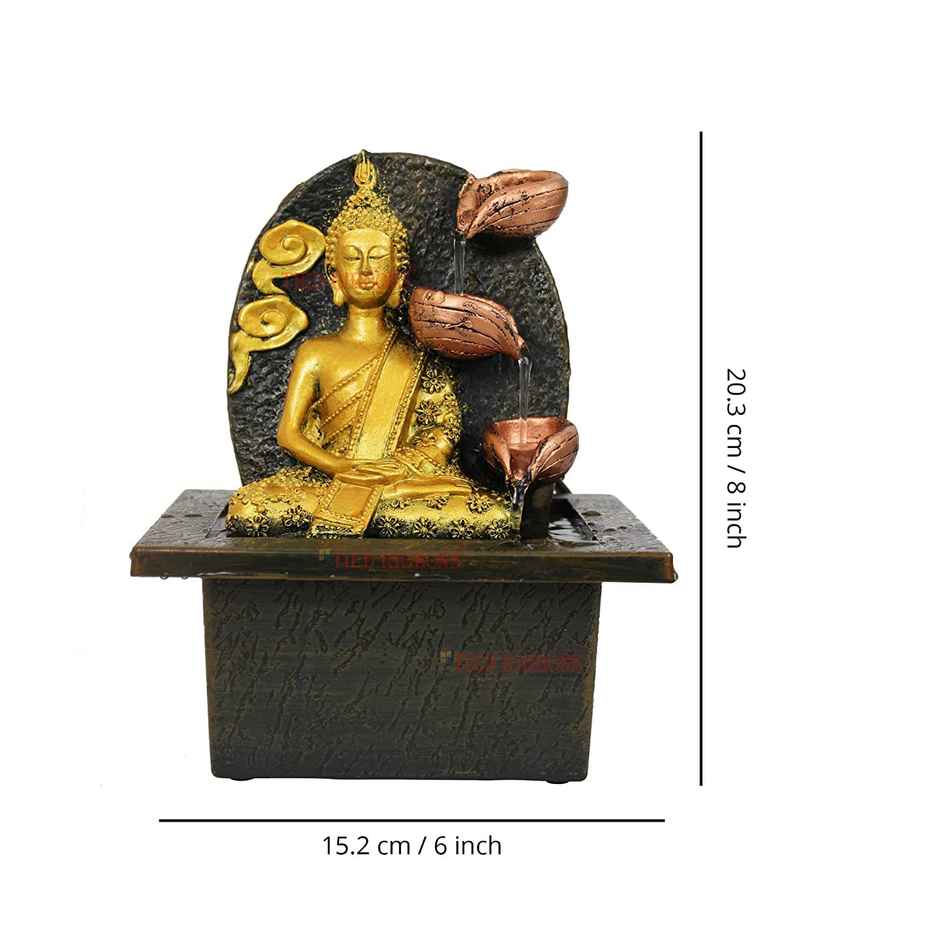 Tied Ribbons Decorative Buddha Idol Statue Water Fountain Showpiece (20.3 Cm)