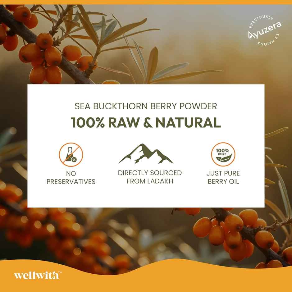 Wellwith Sea Buckthorn Berry Oil Vegan Omega 7 500 mg | Veg HPMC Capsules