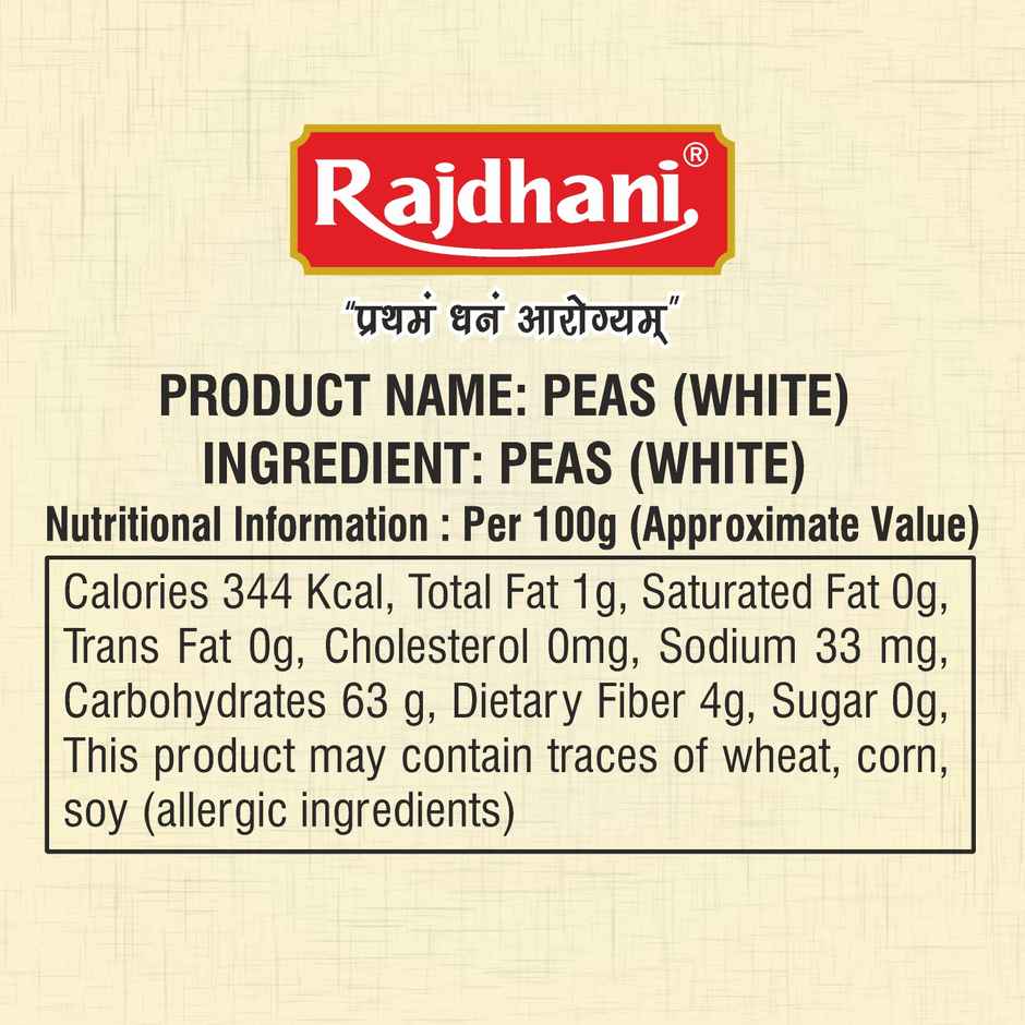Rajdhani Unpolished White Dried Peas / Safed Matar