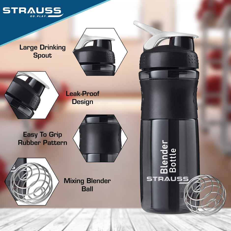 Strauss Blender Shaker Bottle 760 Ml | Black