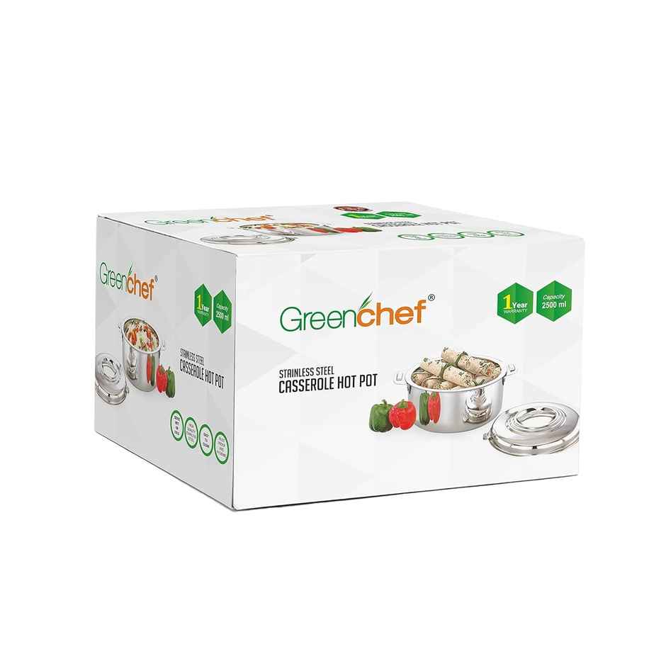 Greenchef Stainless Steel Casserole 2500 ml, Double Wall Insulated Hot Case
