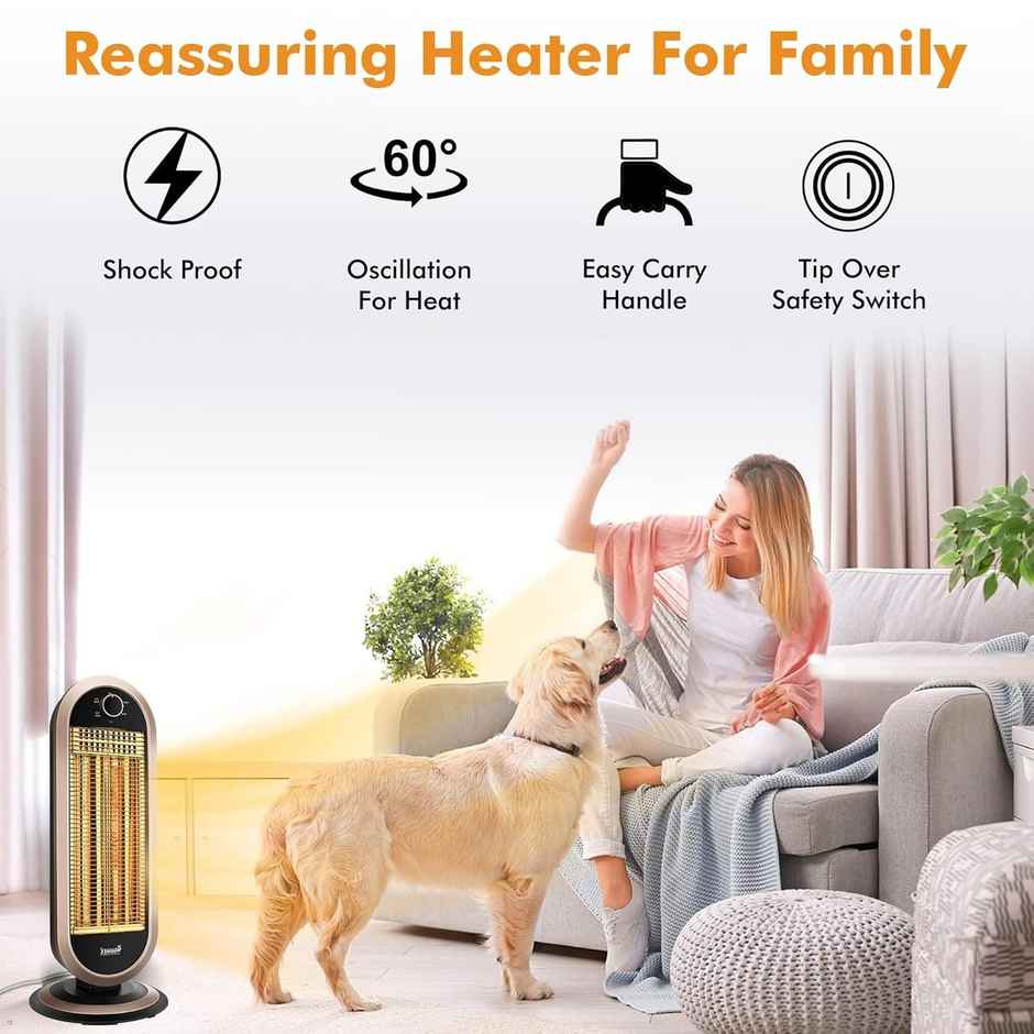 Warmex Gleam Carbon Tower Heater For Home|Fast Heating With 2 Heat Setting 450/900 W