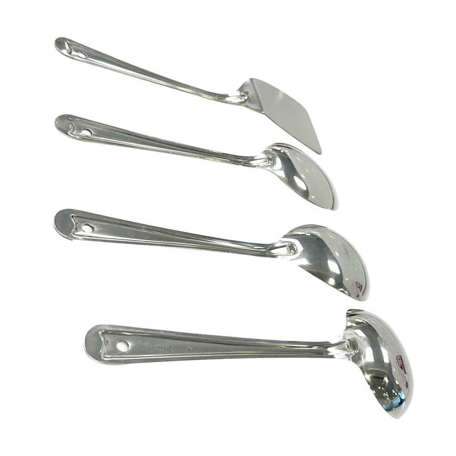 Happy Kitchen Stainless Steel 4 Piece Set - Ladle, Spatula and Large Serving Spoon | 25cm
