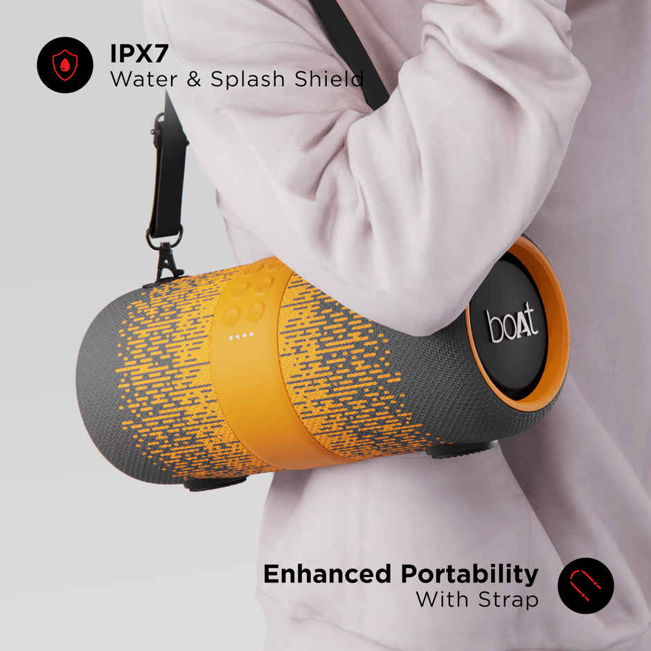 boAt Stone 1200F 14W Bluetooth Speaker With Upto 9 Hours Battery RGB LEDs IPX7 | Grey Hound