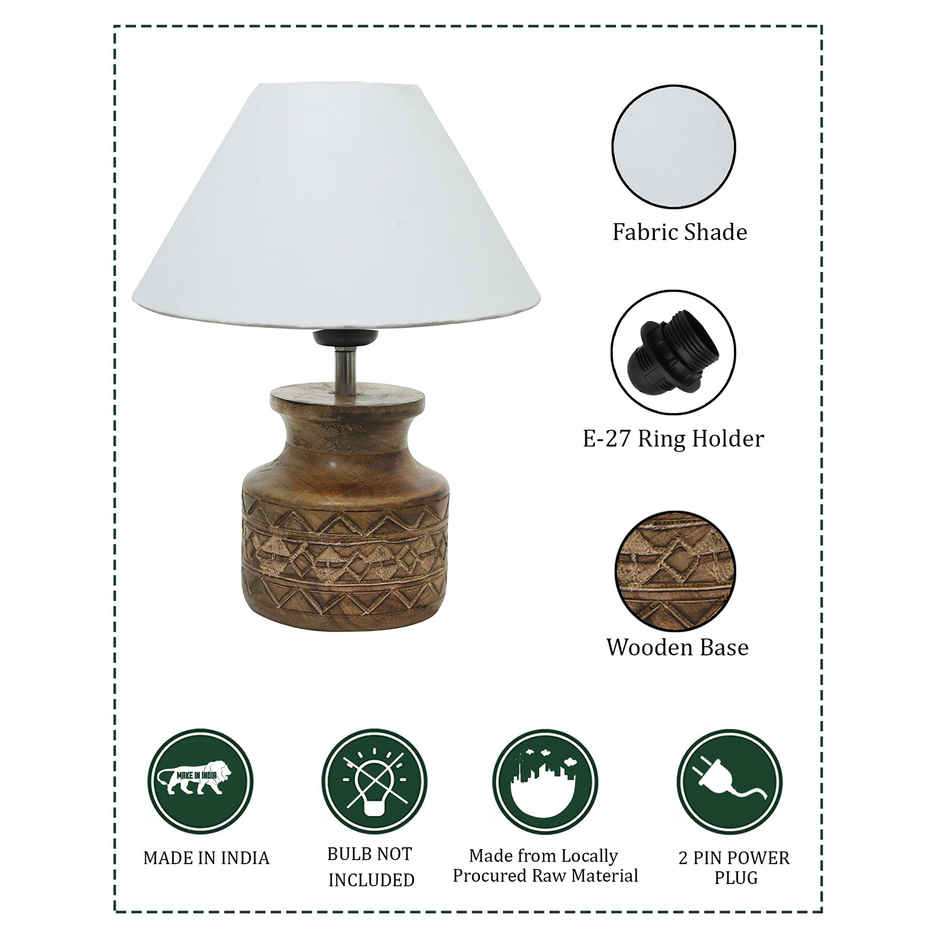 Homesake Wood Table Lamp | Modern Base Fabric Lampshade | Home Office Cafe Restaurant |Beige