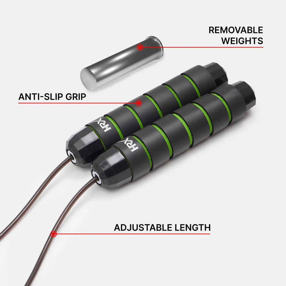 Cult Hrx Skipping Rope With Weights | Green, Black