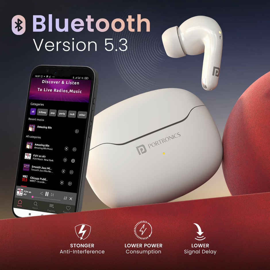 Portronics Harmonics Twins 33 Smart TWS Earpods White