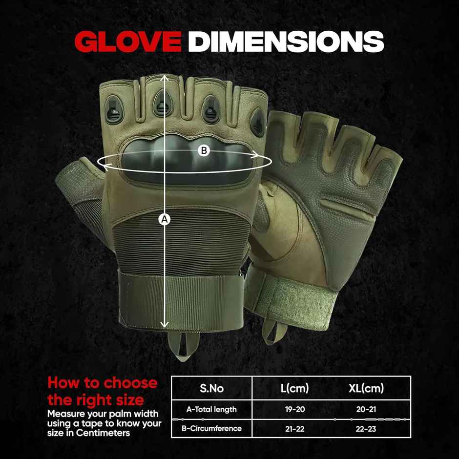 AutoGuys HF|2 Half|Finger Bike Riding Gloves Knuckle Armour Hand Gloves Washable | Size | XL, Green