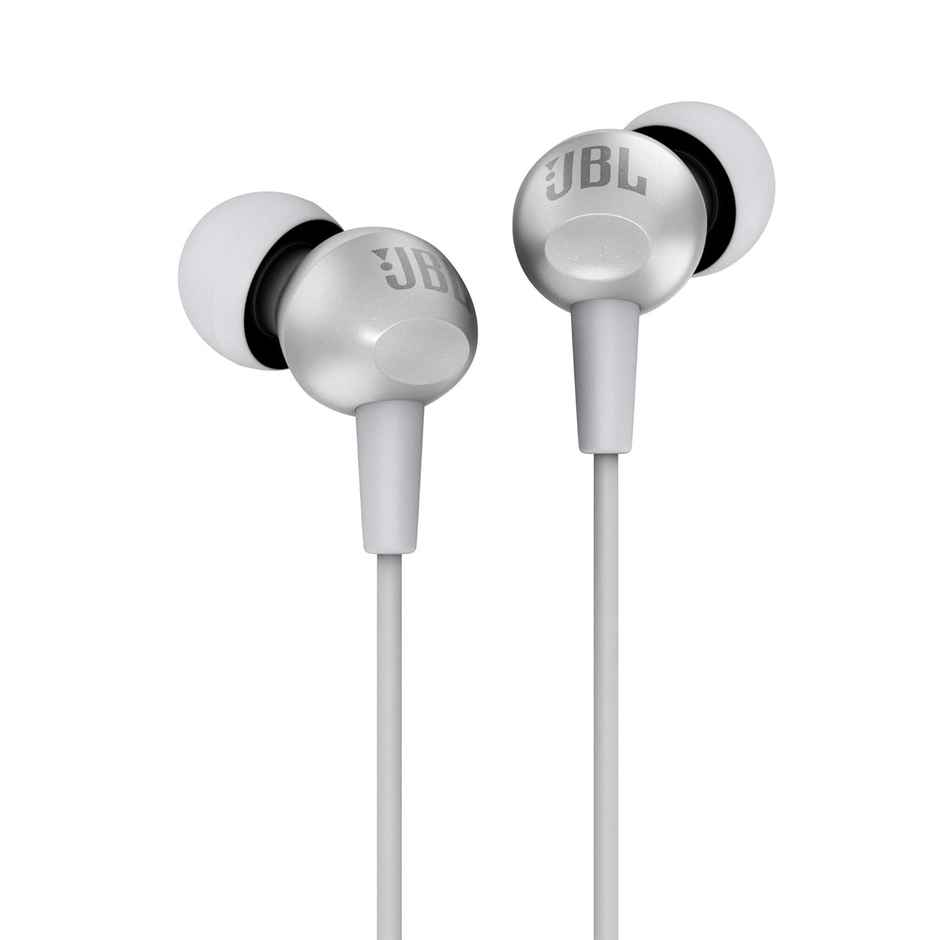 Jbl C200Si Premium In Ear Wired Earphones With Mic, One Button Multi-Function Remote | Grey