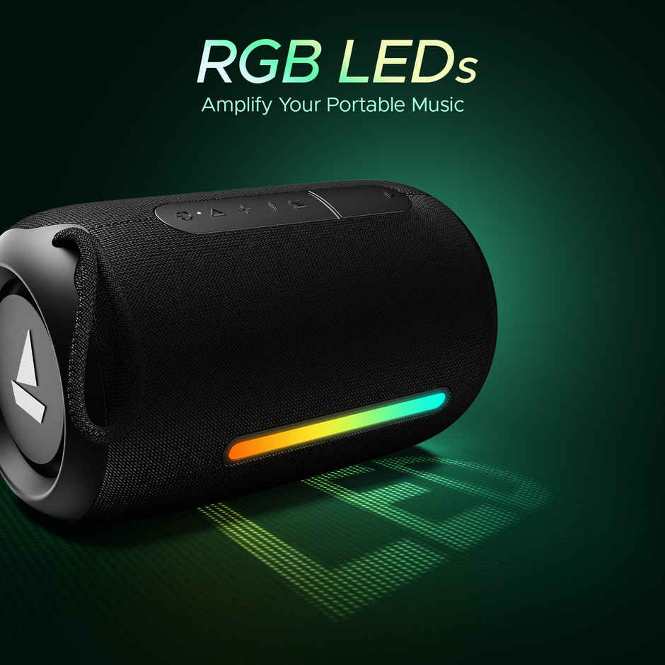 boAt Stone 358 Pro Bluetooth Speaker 14W Signature Sound, Up to 12 Hours Playback, RGB LEDs, TWS Feature, Built-in Mic, BTv5.3 Bluetooth Speaker - Raging Black