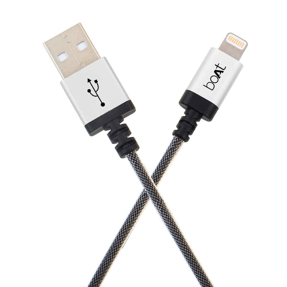 boAt LTGG 500 USB A to Lightning Cable, Apple MFI Approved For Apple iPhone/iPod, 1 Meter (Grey)