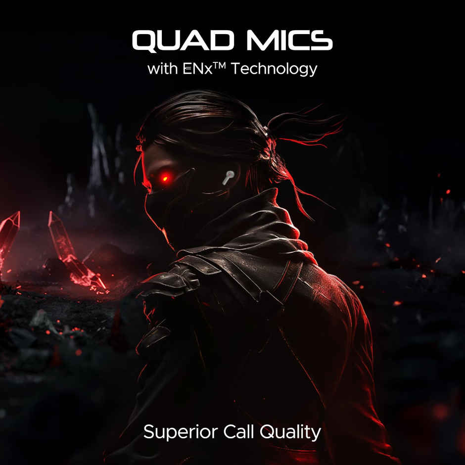 boAt Immortal 158 in Ear Gaming TWS Earbuds with 40hrs Playback, 40ms Super-Low Latency Beast Mode, RGB LEDs, 4 Mics with ENx, IWP, ASAP Charge, BTv5.3 - White Sabre