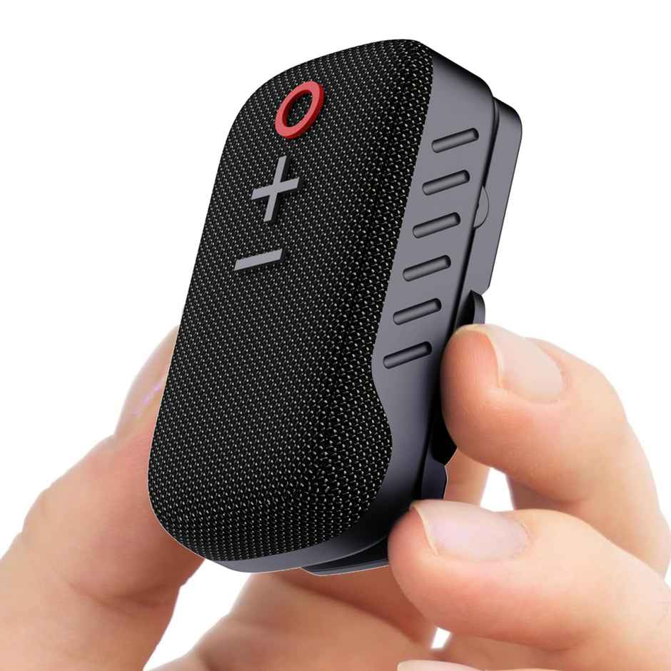 Portronics Talk Three Wearable Bluetooth Speaker With Mic | Magnetic Clip-On | Bluetooth 5.3v Black