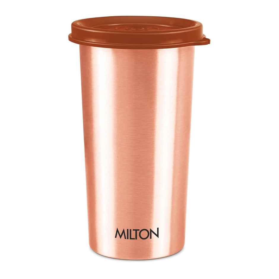 Milton Copper Tumbler With Lid | 480 ml | 100% Pure Copper | Bpa Free Water Tumbler