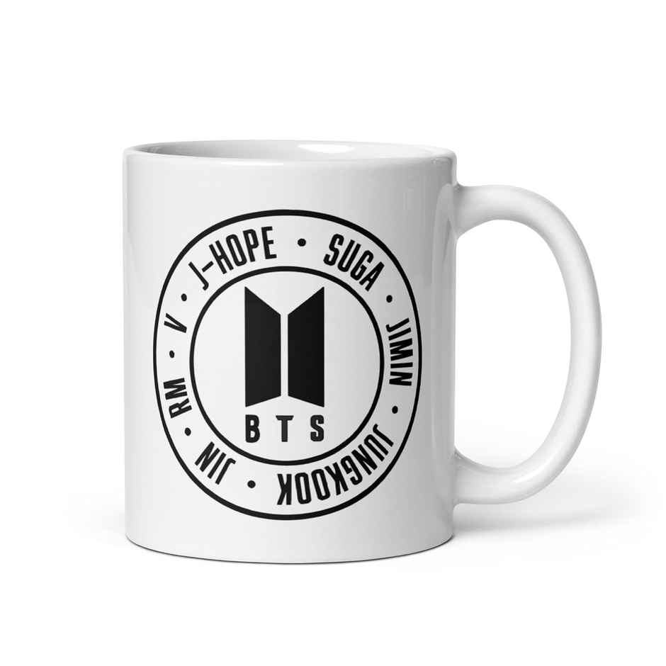 Kooltech Bts Band Members Name Printed White Coffee And Tea Ceramic Mug - 11Oz