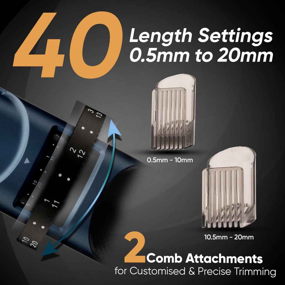 Vega SmartOne S2 Trimmer for Men with 160 mins Runtime, USB Type C, IPX7 Waterproof (VHTH-31)