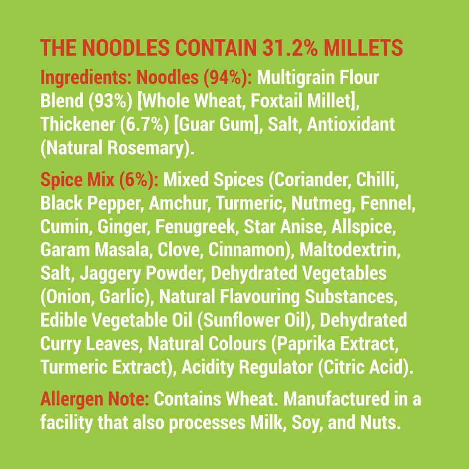 Slurrp Farm Millet Noodles | Mild Masala | Serves 2
