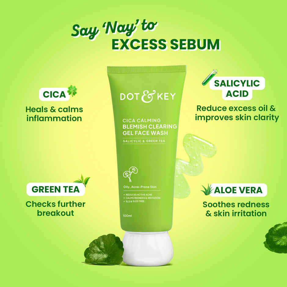 Dot & Key Cica Salicylic Face Wash With Tea Tree Oil For Oily Acne Prone Skin
