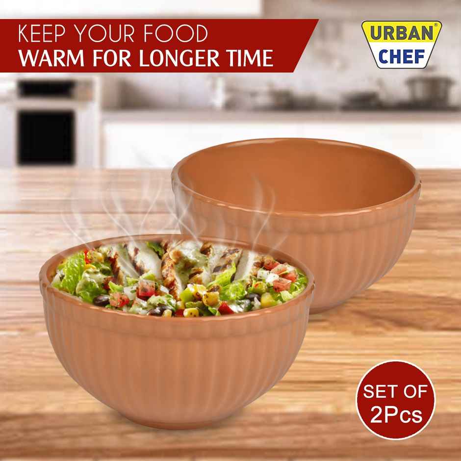Urban Chef Listra Ceramic Bowl - Mustard 2 Pcs | Set of 2 - 550 Each