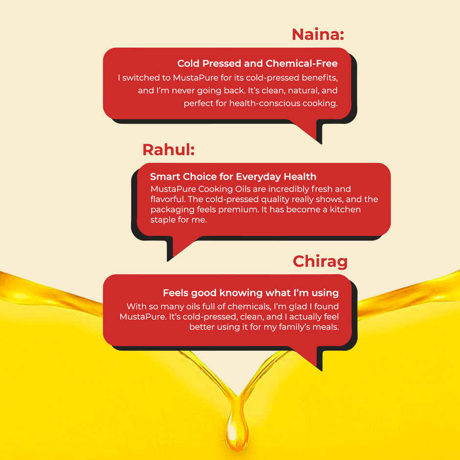 MustaPure Kachi Ghani Mustard Oil (Cold Pressed) | Pure & Natural | Cooking Oil | Bottle