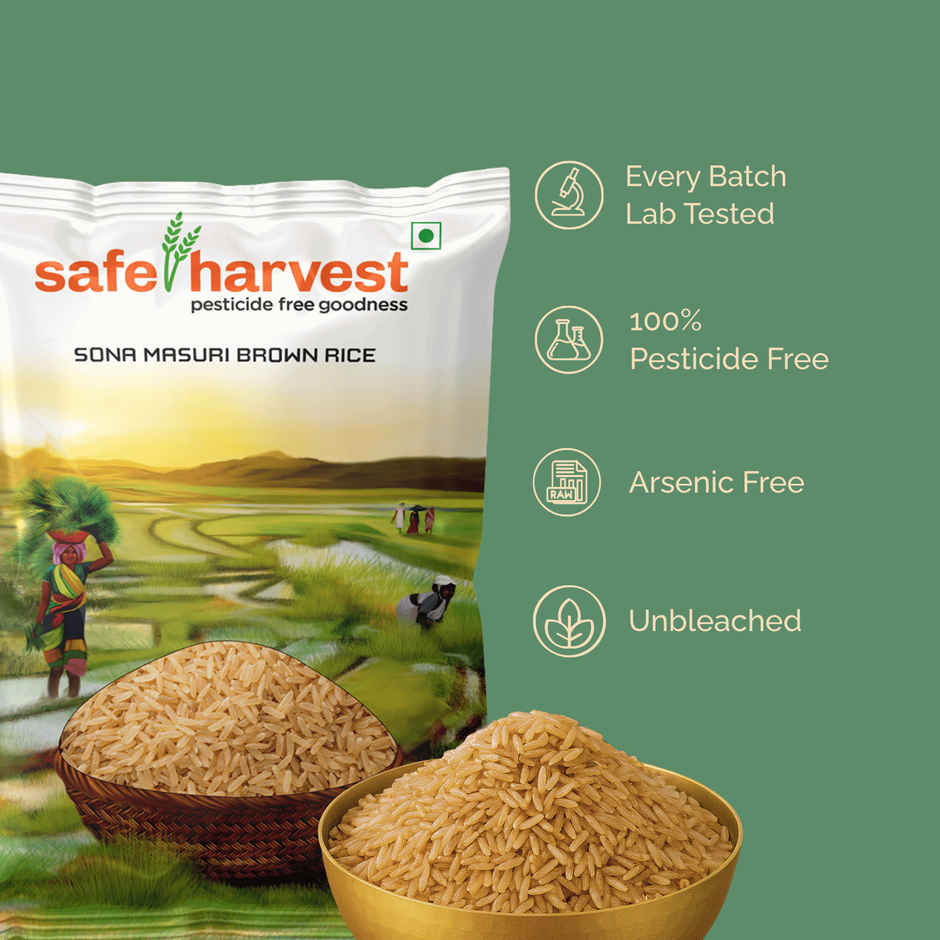 Safe Harvest Pesticide Free Sonamasuri Unpolished Brown Rice | Arsenic Free