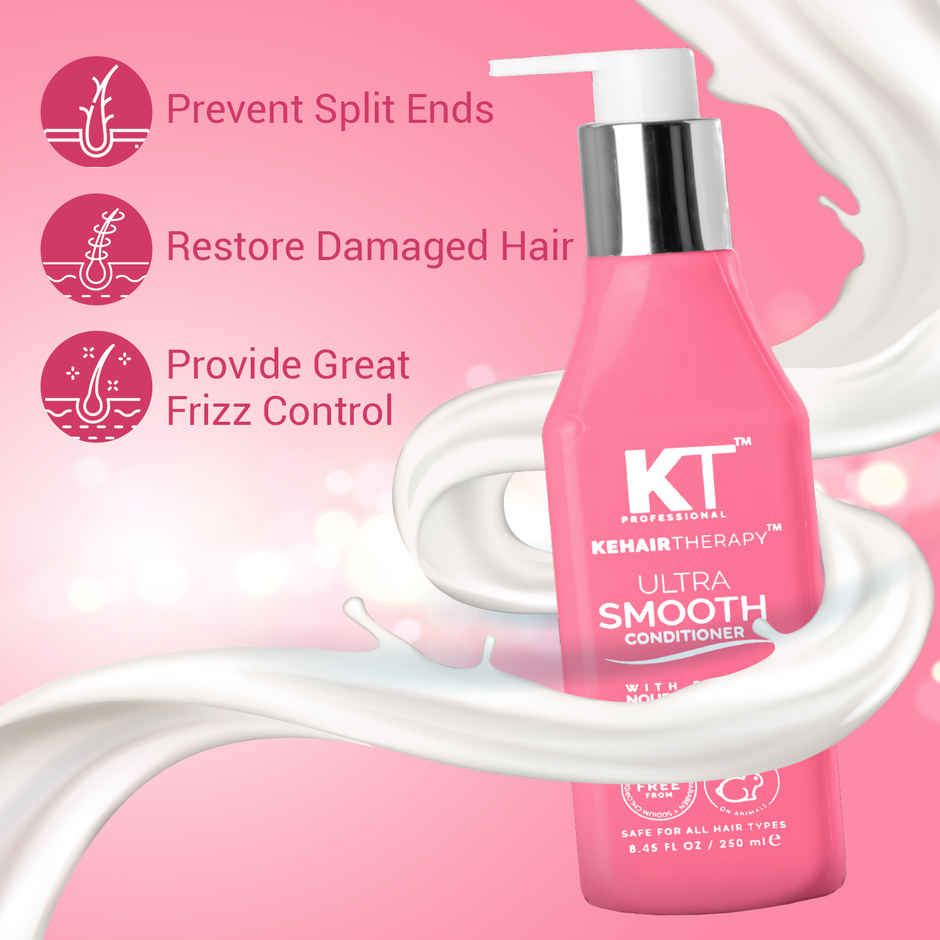 KT Professional Ultra Smooth Conditioner | Frizz Control & Smooth Hair with Acai & Cupuacu Oil