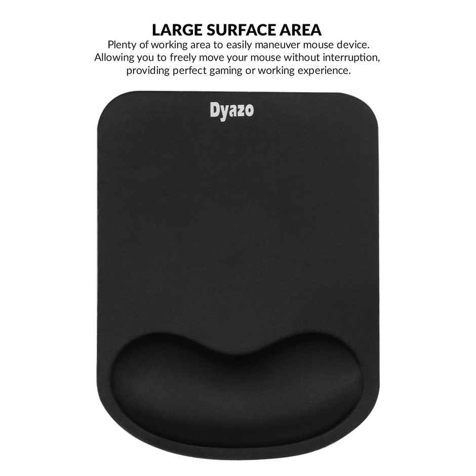 Dyazo Gel Mouse Pad with Cushion Wrist Support - Work from Home - Black