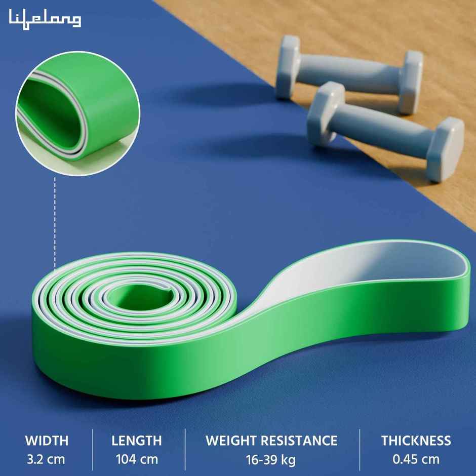 Lifelong 16-39kg Resistance Band for Workout & Pull-Up Training | Green