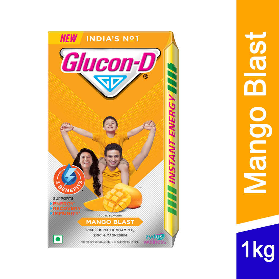 Glucon-D Mango Blast with 3 Benefits of Energy, Recovery, and Immunity