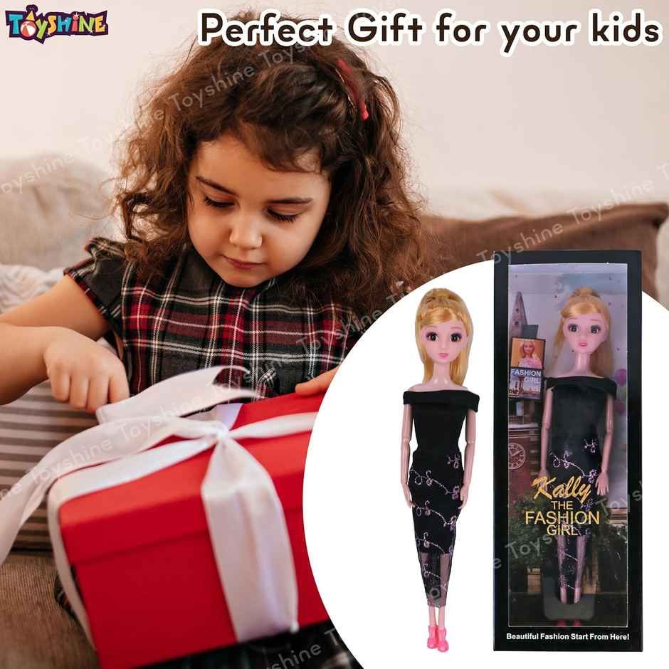Toyshine Kally Fashion Doll with 3D Eyes | Folding Hands & Glitter Dress | Model A