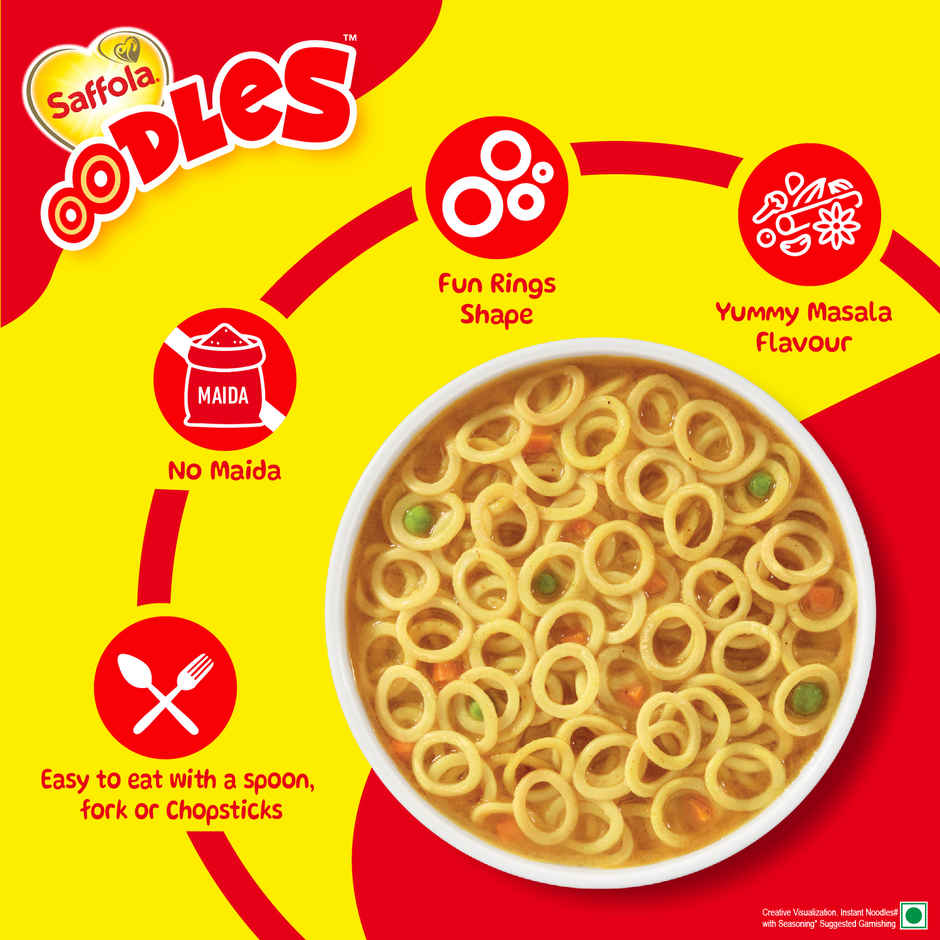 Saffola Oodles Instant Noodles Ring shape Yummy Masala Flavour No Maida Whole Grain Oats