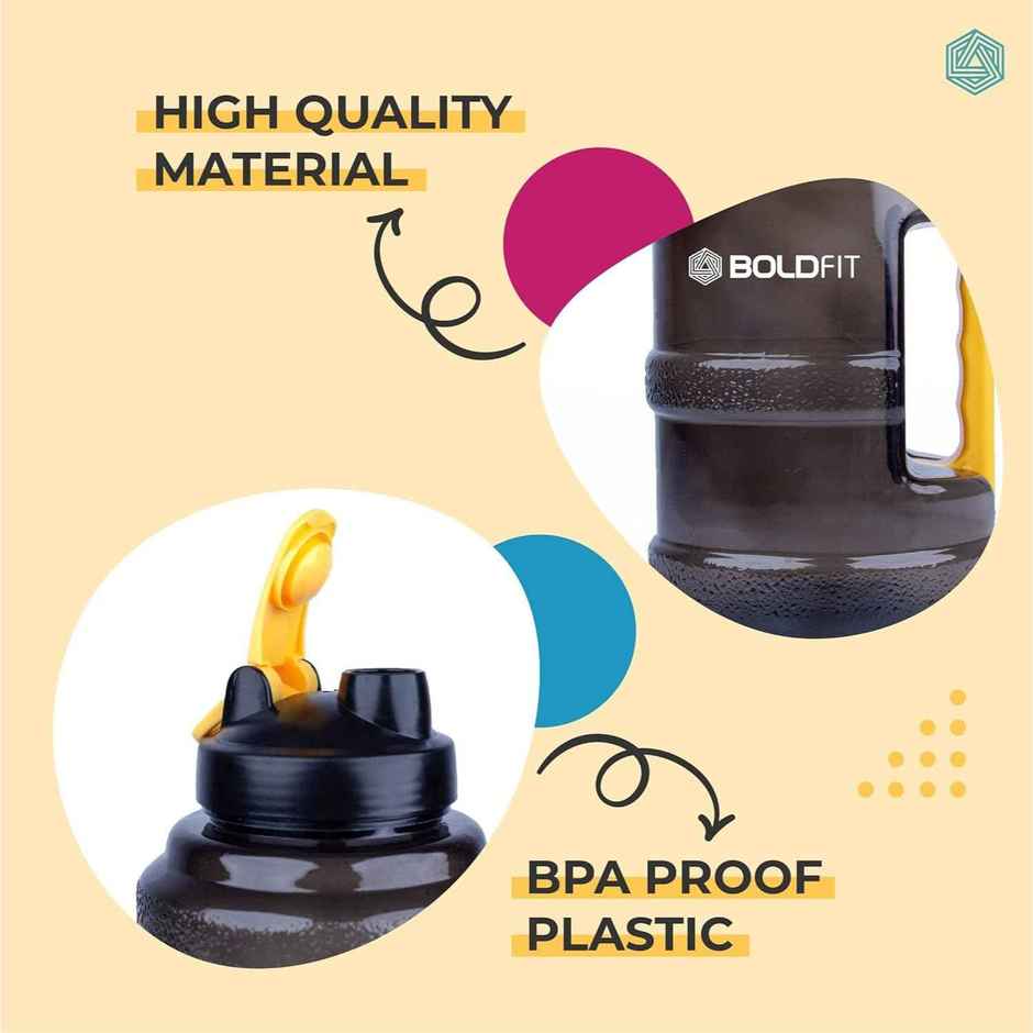 Boldfit Gallon Water Bottle 2.5 L For Gym & Sports 2.5 L Yellow Handle