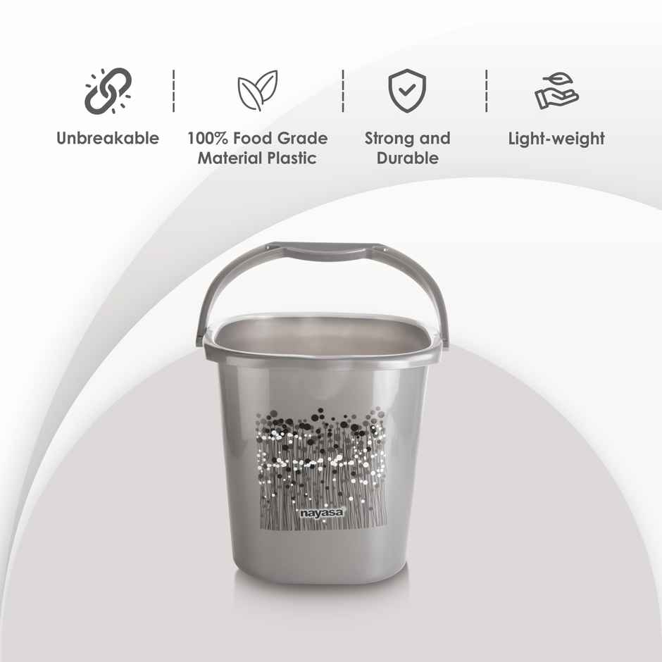 Nayasa Funk Plastic Bathroom Bucket Strong And Durable Water Storage Bucket | 25 L | Black