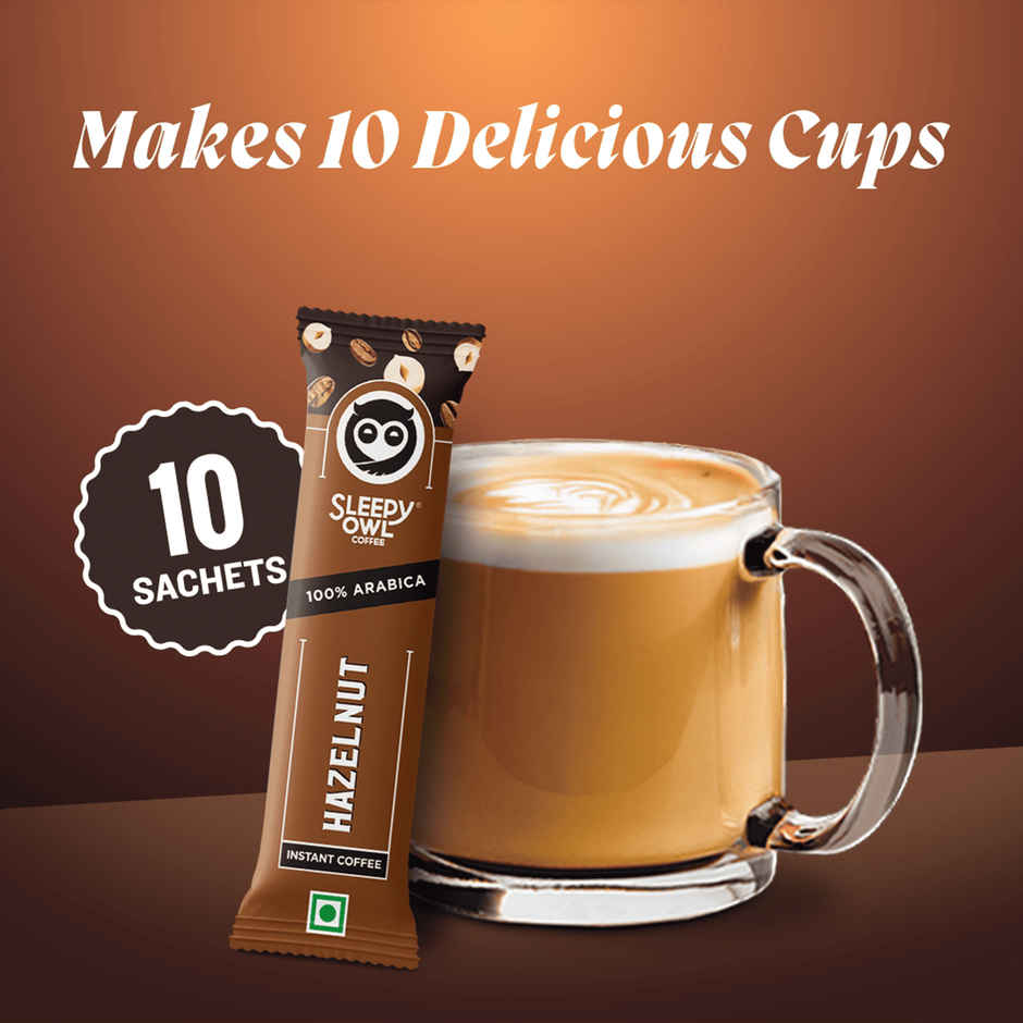 Sleepy Owl Hazelnut 100% Arabica Instant Coffee Sachets