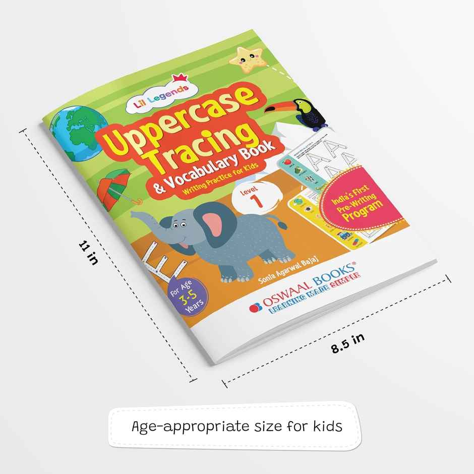 Oswaal Books Lil Legends Uppercase Tracing & Vocabulary Writing Practice Book | Age - 3 To 5 Years
