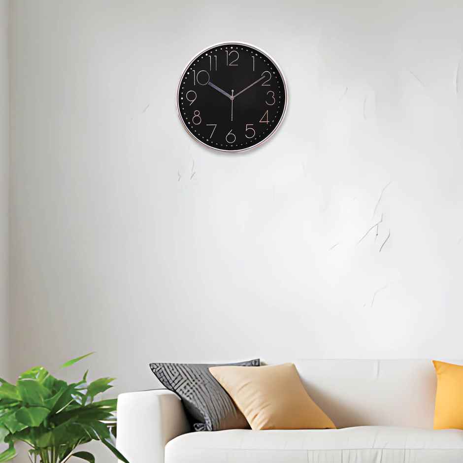 Bosco Decorative Silent Black Dial with Silver Frame 30 CM Round Wall Clock BWC 1803