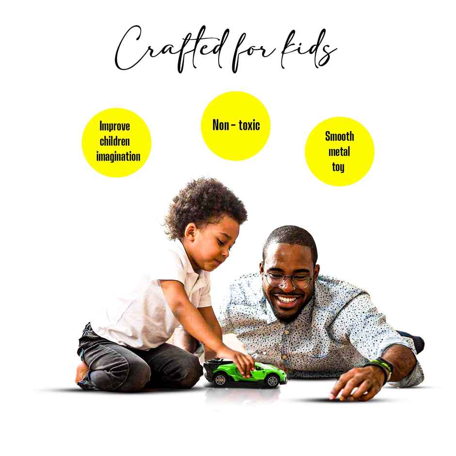 Toy Cloud Bugatti Die Cast Metal Car With Opening Door & Pull Back Action 1-32 Scale Mini Super Car