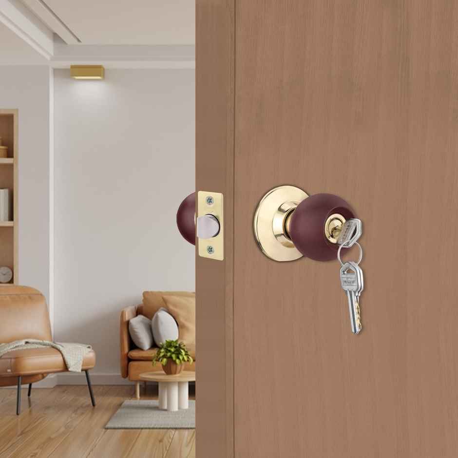 Godrej Cylindrical Lock | 3 Keys | Classic Range | For Bedroom/Internal Doors | Wood Finish