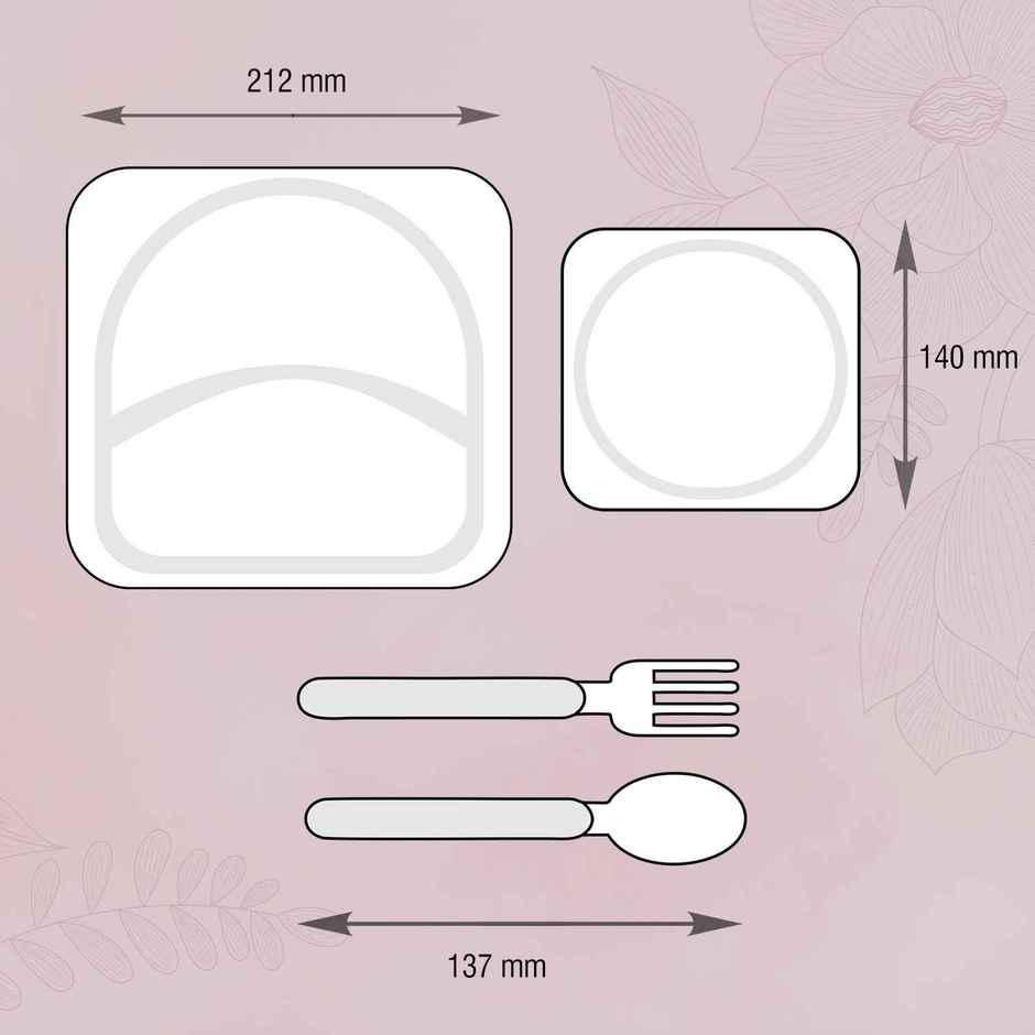 Cello Kids Meal Melamine Dinner Set with Lady Bug Print | Pink, Set of 4