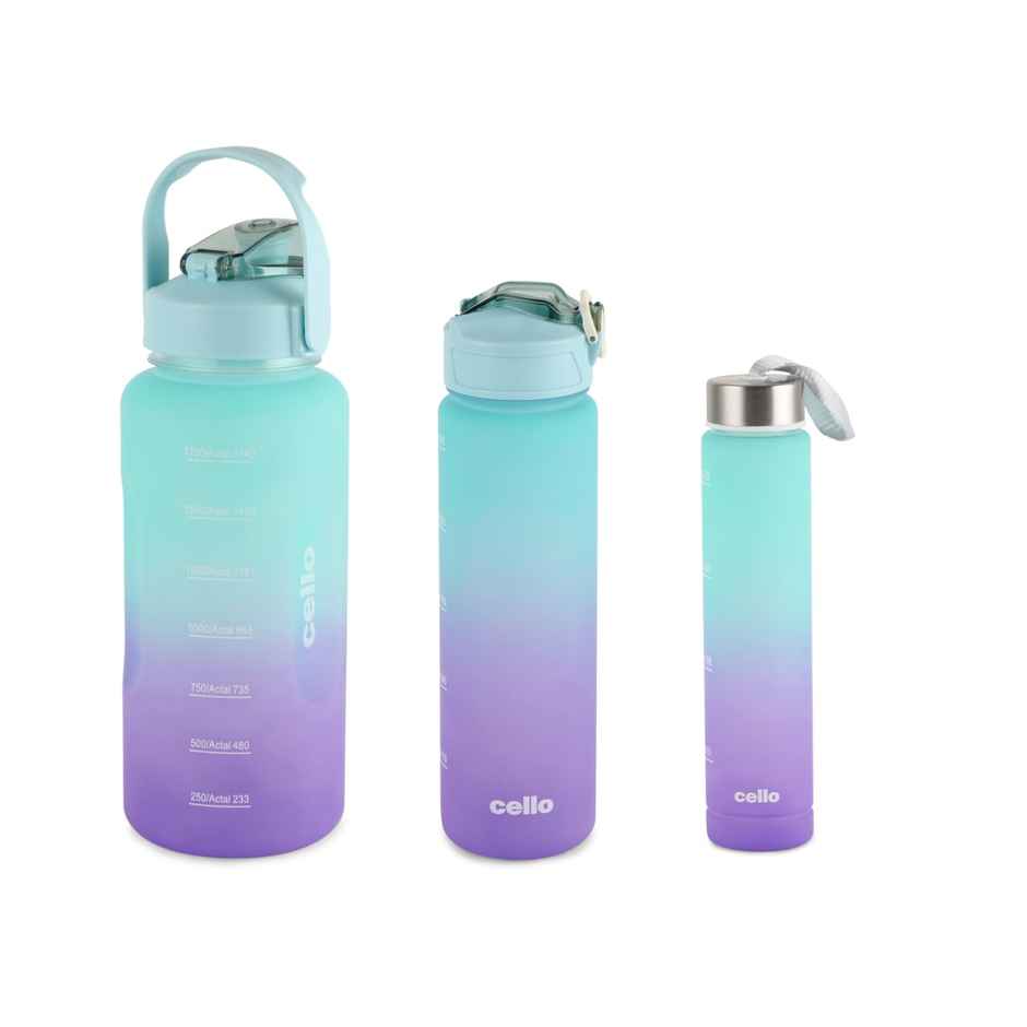 Cello All Day Large Water Bottle, Sea Green | 310ml, 790ml, 2.85 L | Leakproof, Lightweight