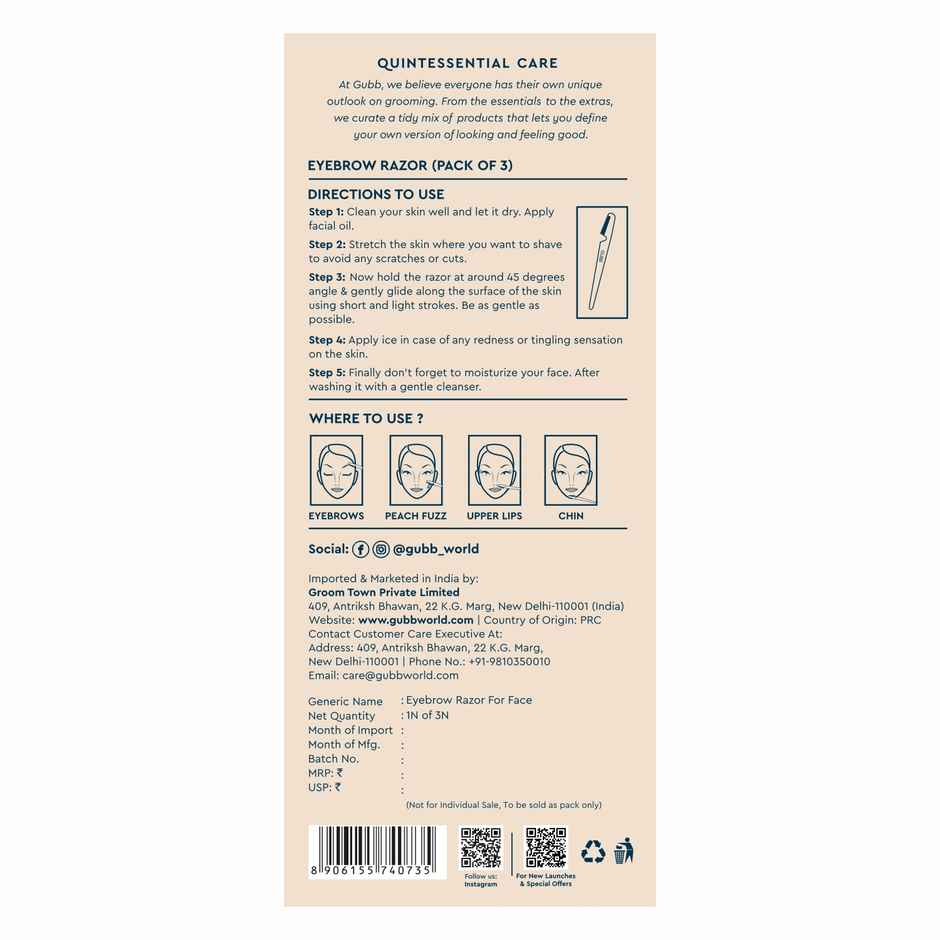 GUBB Facial Razor For Eyebrows