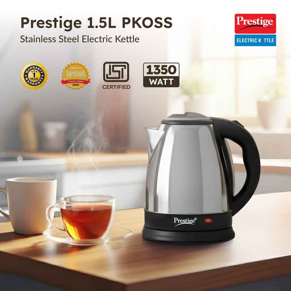 Prestige 1.5L Pkoss Stainless Steel Electric Kettle - 1350W(Silver)