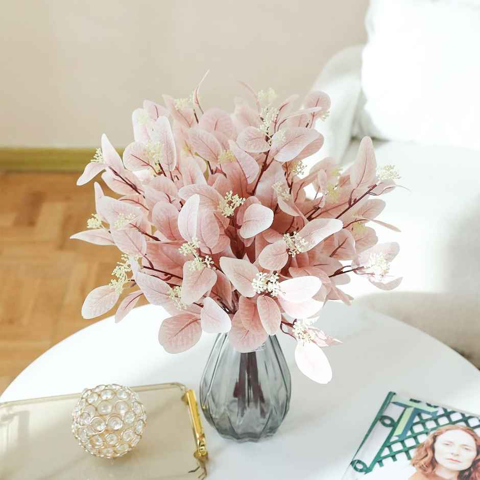 TIED RIBBONS Artificial Eucalyptus Flowers Bunches | Pink - 19.6 in